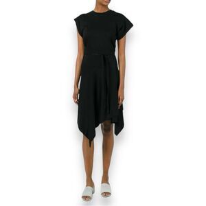Isabel Marant Loko Black Dress Knit Asymmetrical Handkerchief Hem Wrap Size 36